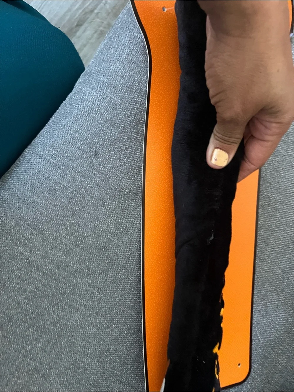 Halloween Black Plush Door Draft Stopper with Orange Embroidery